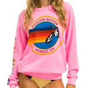 Aviator Nation Neon Pink Crewneck Sweatshirt - Size M